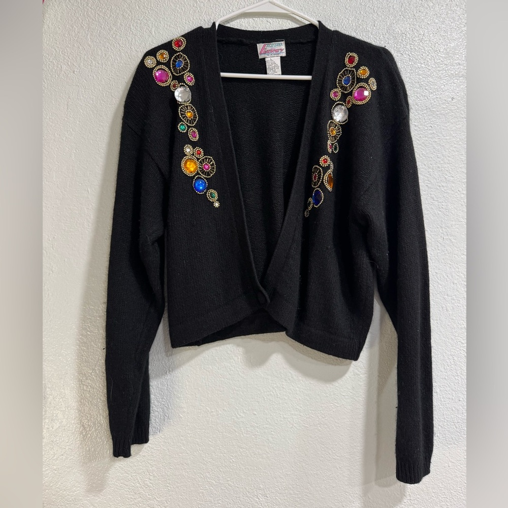 Vintage Extra Energy by det rotchild jeweled silk blend cardigan